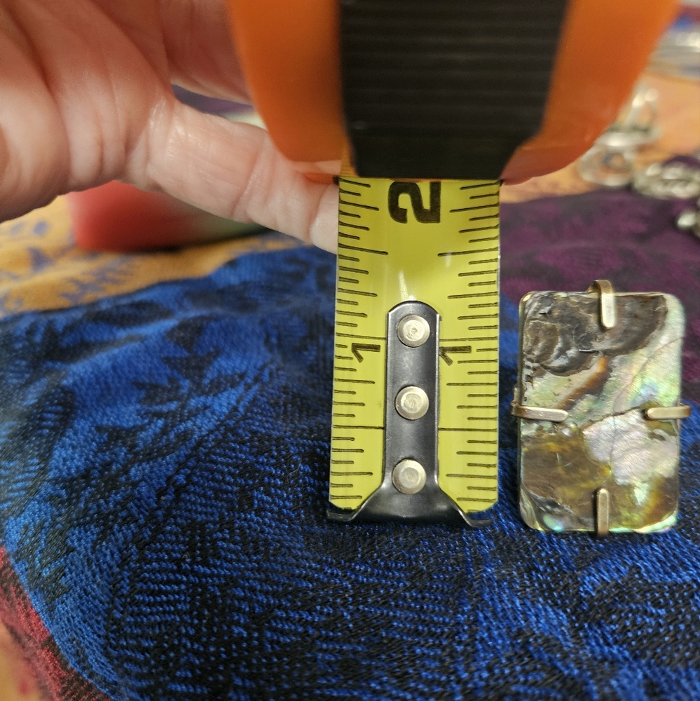ABALONE AND STERLING SILVER ADJUSTABLE RING. BIG PIECE. PHOTOS 📸 - Picture 4 of 8